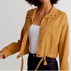 Marine Layer Oslo Cropped Jacket Golden Brown Drawstring Waist XS